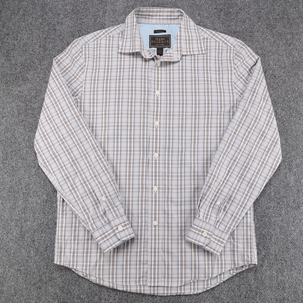 Jos A Bank Reserve Medium Tailored Fit Plaid Egyptian Cotton Button Down Shirt‎